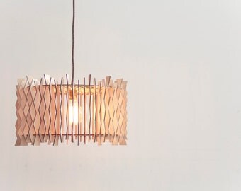 The Staggered DRUM - wooden lampshade / laser cut plywood / kitchen lamp / kitchen lighting / dining room lamp