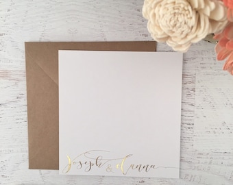 Gold Script Stationery, Personalized Stationary, Calligraphy Style Cards, Personalized Notecard, Gold Stationery, Gold Foil Stationery