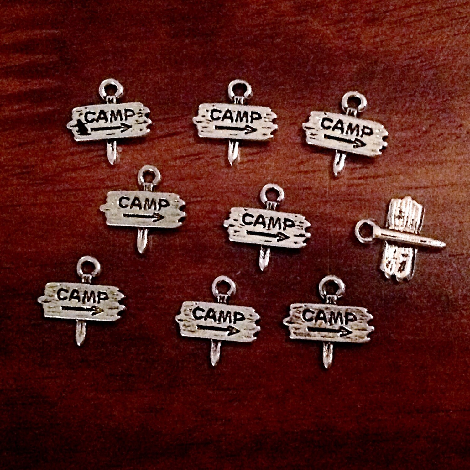 Bulk 25 Camp Charms Antique Silver Charms Small Camp Charms
