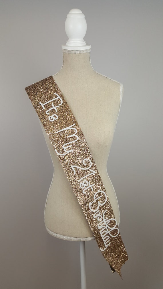 21st Birthday Sash Glitter Sash Personalised Sash by NoraKatie