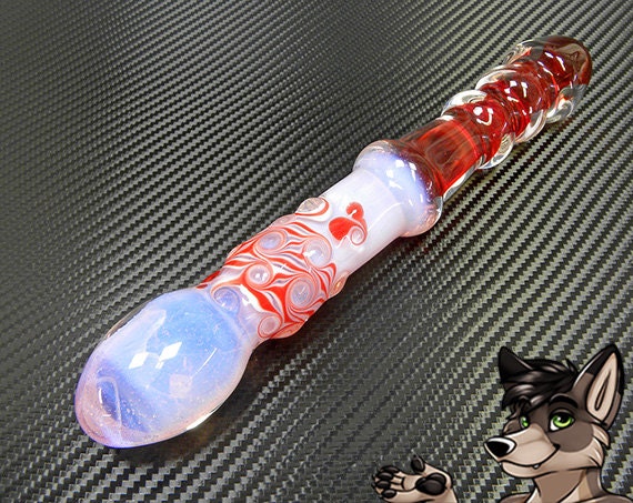 Double Ended Glass Dildo Ruby Red And Translucent Purple