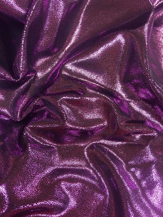 Purple Metallic Mystique foil dots on black spandex fabric