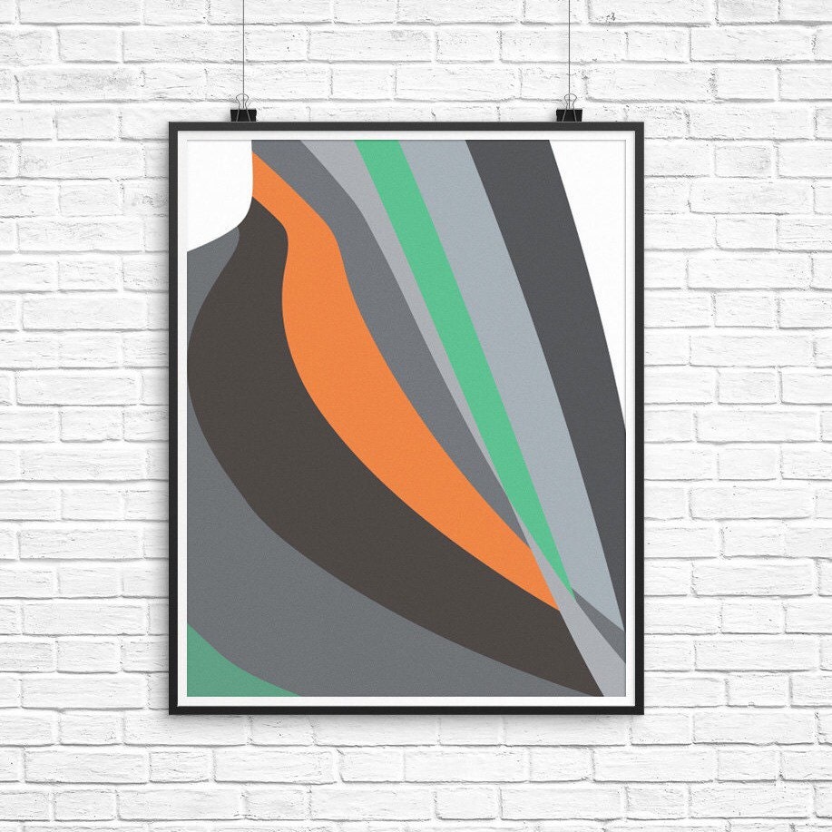 Gray Abstract Wall Print Gray Modern Wall Decor by OjuDesign