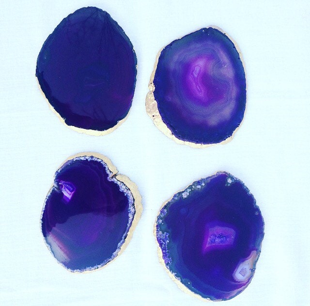 Purple Agate Slice Coaster Set Of Four By Westwardnotions On Etsy 