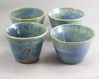Pottery Set of 4 Ice Cream Bowls Rutile Blue CHUN03