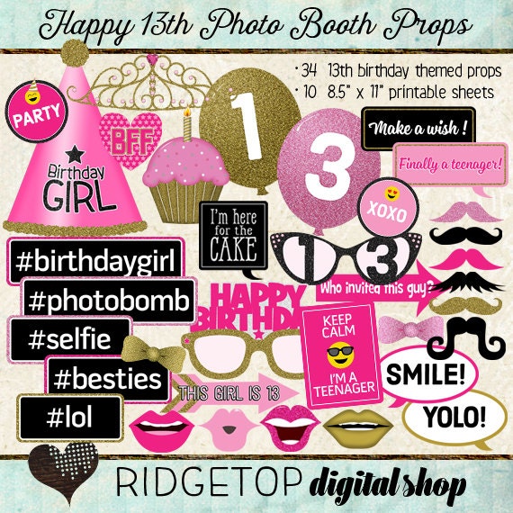 13th Birthday Photo Booth Props Free Printable Printable Templates