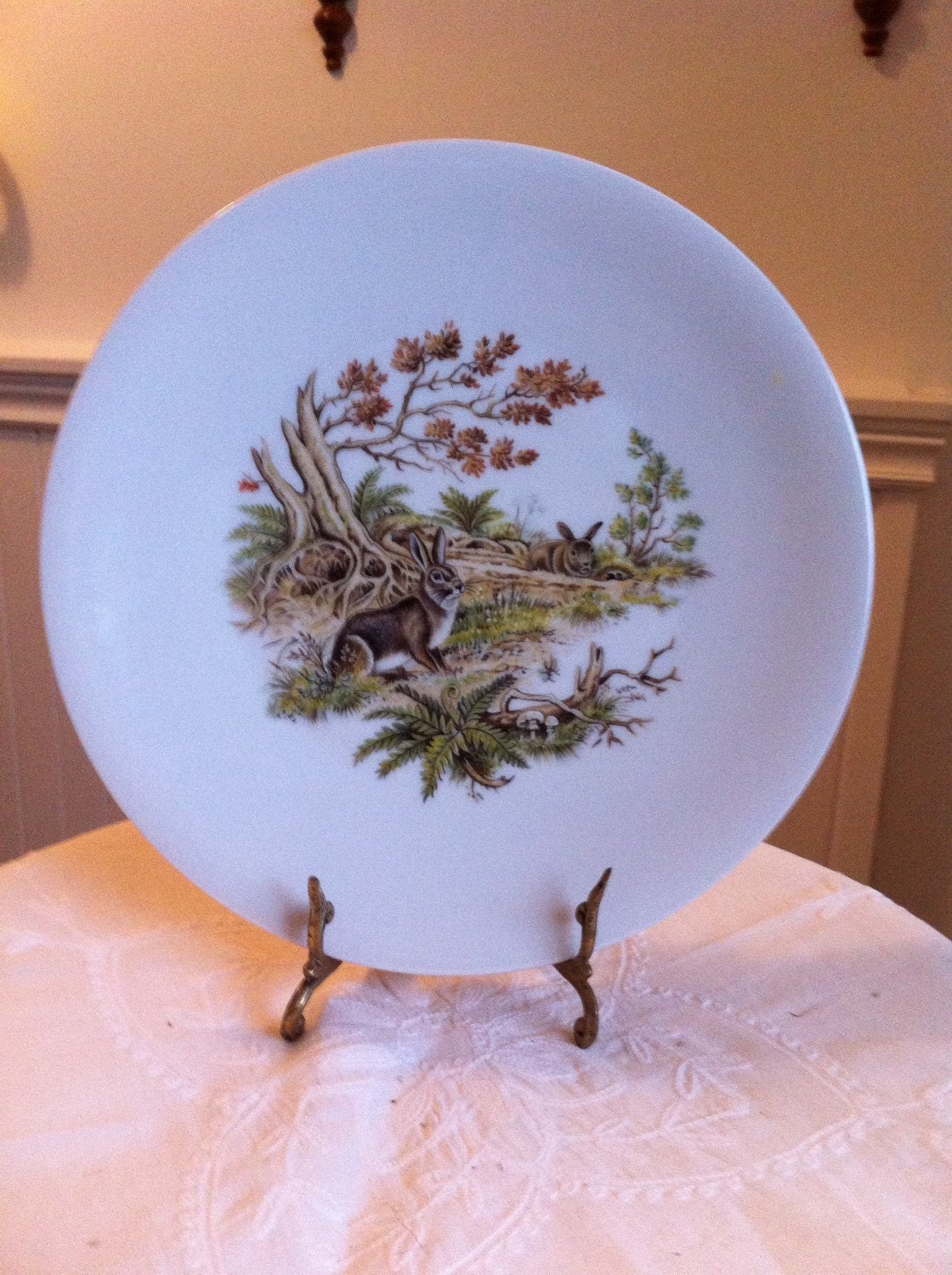 Vintage Limoges Plate Bunny Rabbit Collector Plate Lamoges