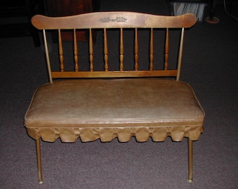 Unique Vintage 1960's Vinyl & Metal Bench