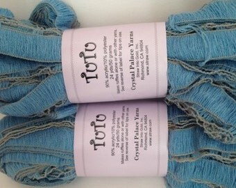 Crystal Palace TuTu Ruffle Ribbon Yarn, Color-Ether Blue #206, Content-Acrylic and Polyester; Wide ribbon yarn