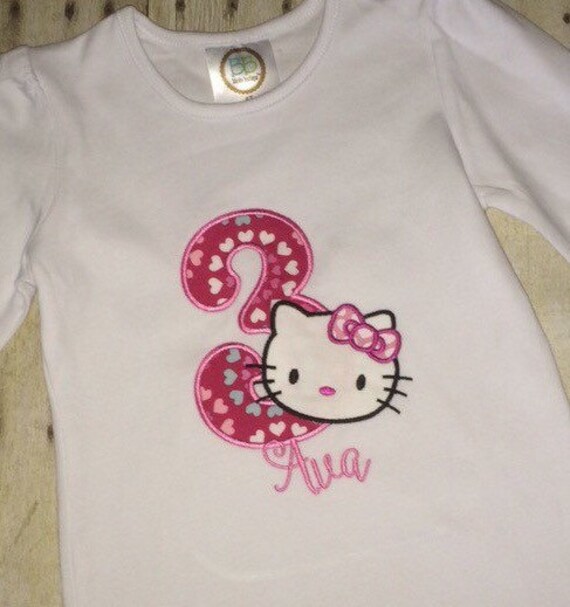 Hello Kitty Birthday Party Shirt with applique by PeekabooPumpkin