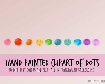 Watercolor Dots Clip Art, Watercolor Washes, Rainbow Clipart, colorful artistic clipart, Transparent clipart, watercolor dot's