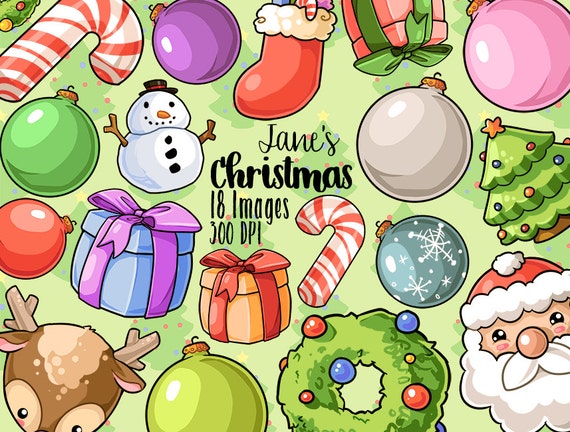 Kawaii Christmas Clipart Kawaii Download Instant Download