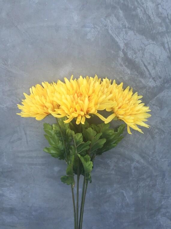 Yellow spider mums Silk flowers silk spider mums wedding