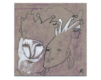 Unique painting 15/15 cm images abstract figurative
