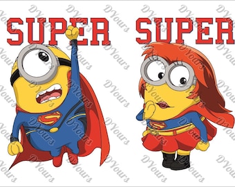 Minions Supermans Hero Vector Model - svg cdr ai pdf files - Instant Download Files for Laser Cutting Printing CNC Cut Engraving Clipart