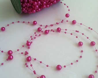 Fushia Pearl Bead Garland (8+3mm) For Wedding hair /flower table DIY Decor/Wreaths/Candle Decor, Floral Bouquets