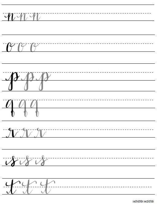 Modern Calligraphy Practice Worksheets Lowercase Letters