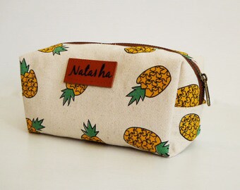 Monogram Bag,Pencil case pineapple ,pencil bag,monogram bags,zipper pouch,Back to School,Makeup Bags,Cosmetic Bags,gift for women,mom,teen