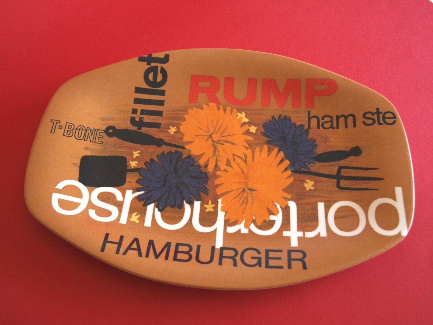 Retro Bessemer BBQ Serving Platter Melamine Porterhouse T