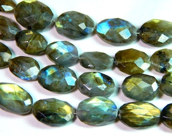 Labradorite Gemstone Faceted Oval Beads Size 16x13.7 mm Approx Code - LL01