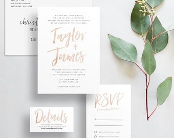 watercolor brush lettering wedding invites // pale taupe watercolor // sand watercolor // PRINTED wedding invites // custom
