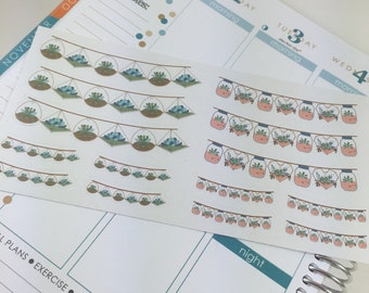 Succulent Banners Large and Small Planner Stickers Perfect for Erin Condren, Kikki K and more!