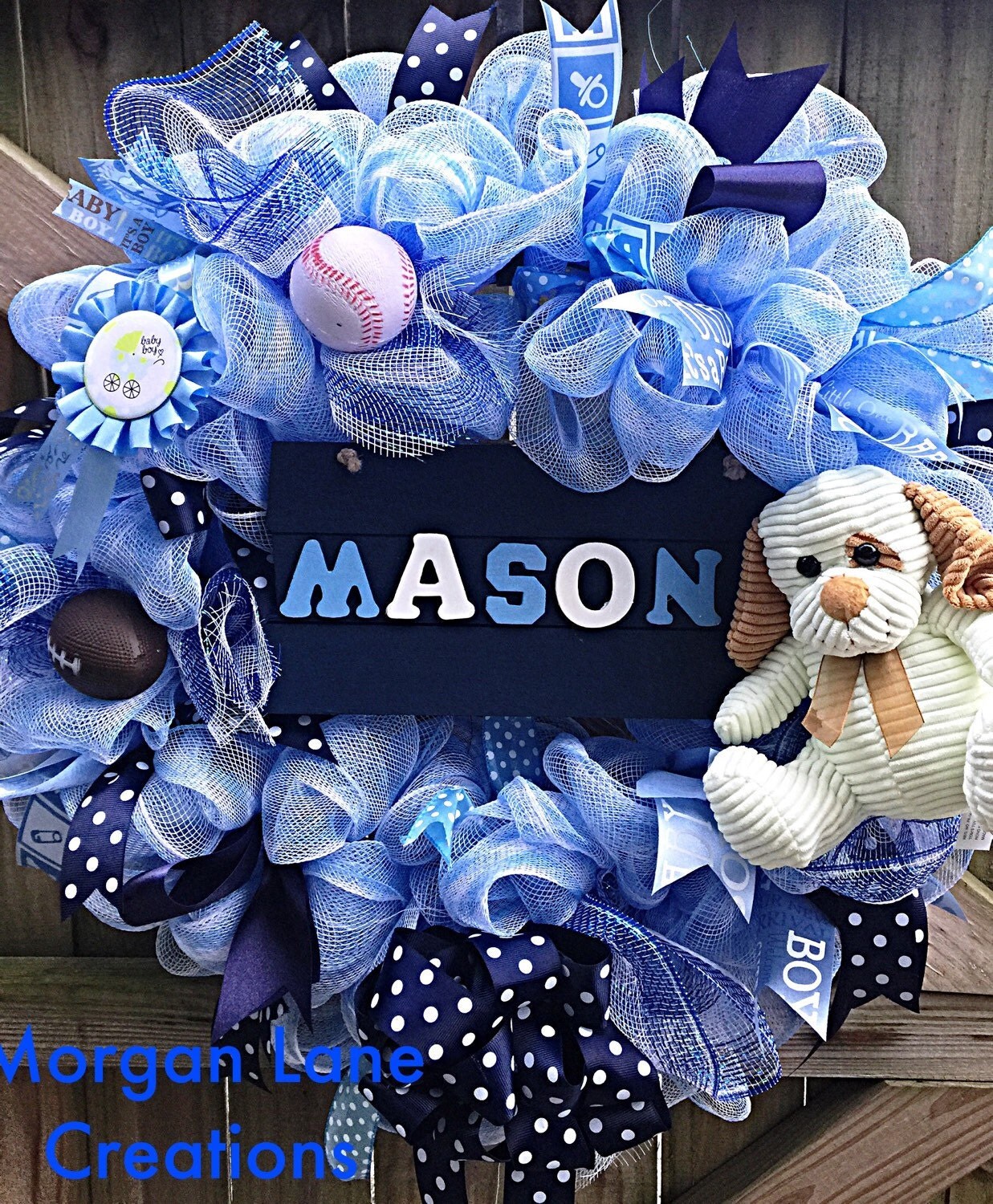 Personalized baby boy wreath by on Etsy