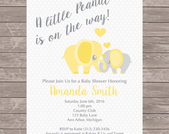 Elephant Baby Shower Invitation | Gender Neutral | JPEG FILE