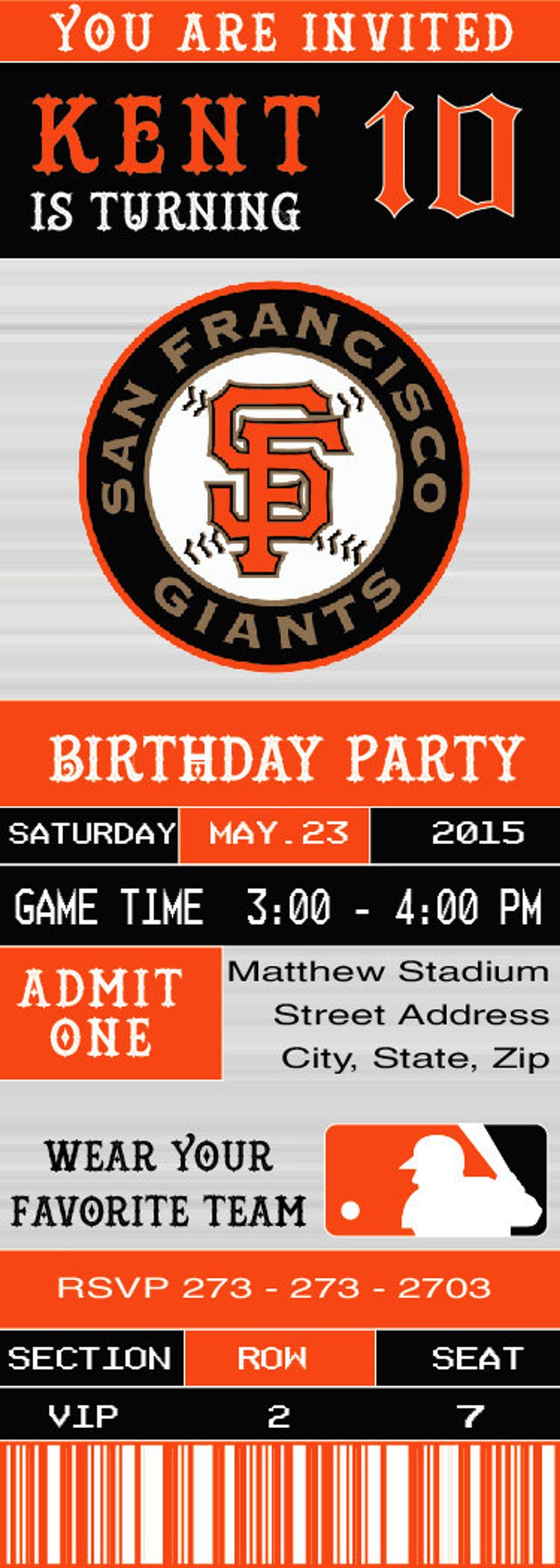 Sf Giants Birthday Invitations 4