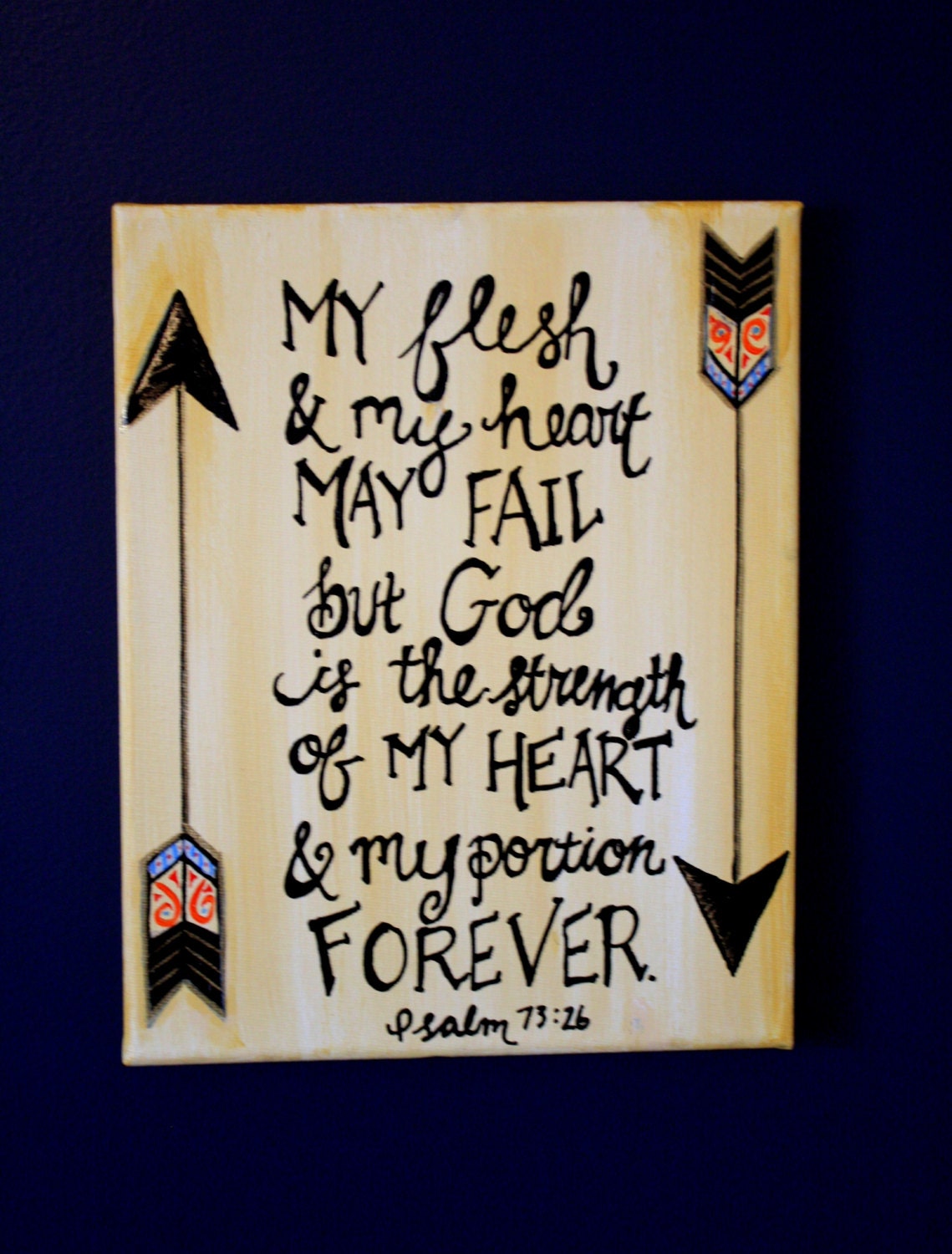 Psalm 73:26 Scripture on Canvas 8X10 by StrokeOfGraceArt on Etsy
