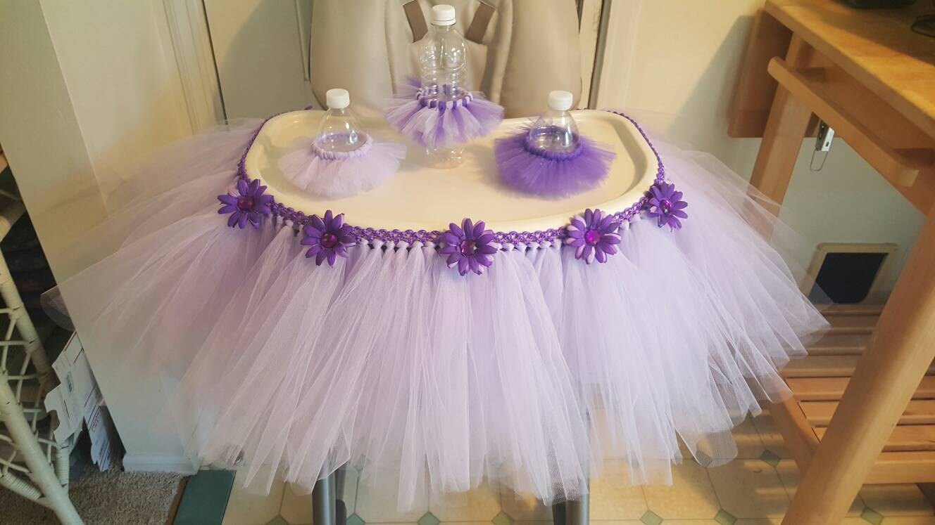 High Chair Tutu Skirt High Chair Banner tulle table skirt cake