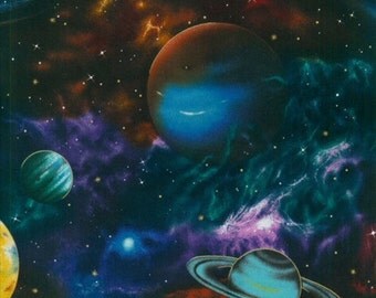 Planets, outer space, solar system fabric, galaxy fabric, stars fabric, nebula fabric, Milky Way, novelty fabric