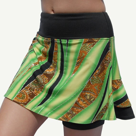 Ruffle Tennis Skirt Green Running Skirt by JennyValsSportswear