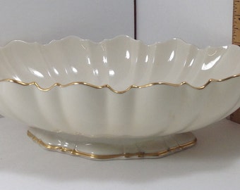 Cream White fine china Lenox bowl with 24 kt hand painted gold trim