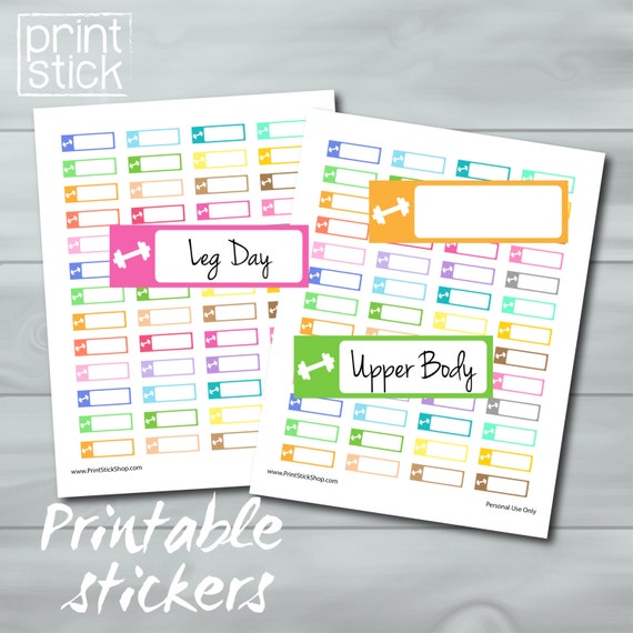 workout planner stickers exercise printable stickers