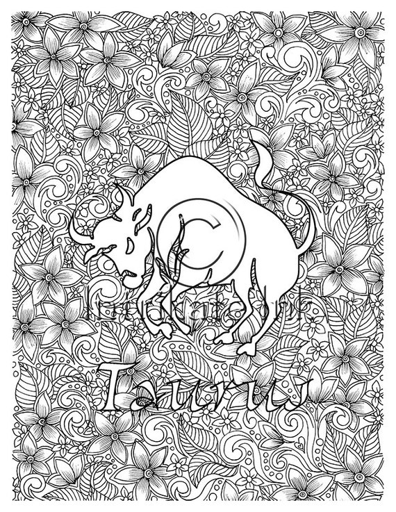 taurus coloring page zodiac sign birtday month april may