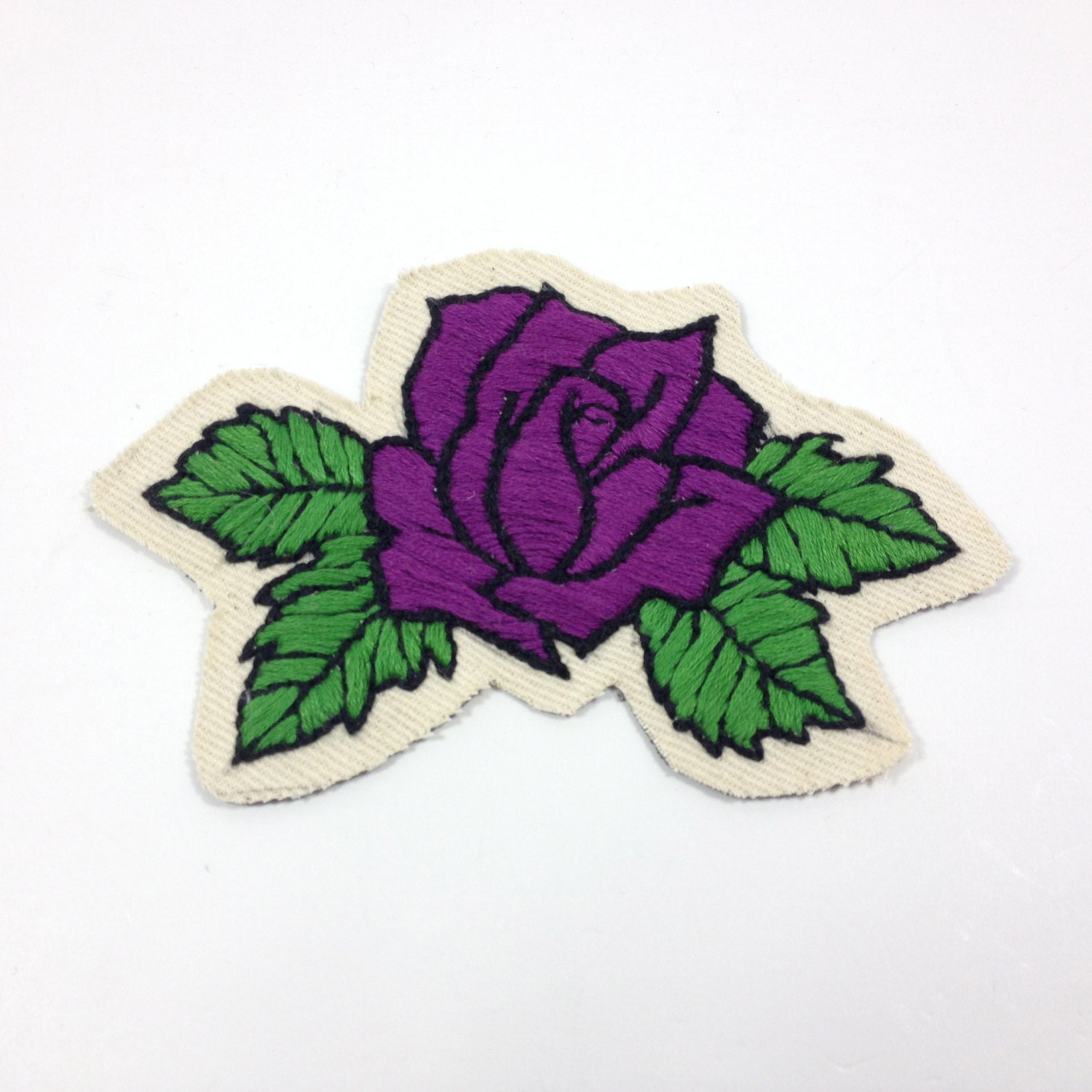 Purple Rose Patch Hand Embroidered Patch