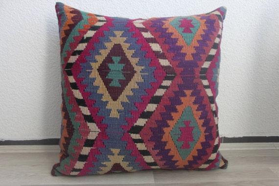 purple pillow blue throw pillow motif pillow huge pillow large