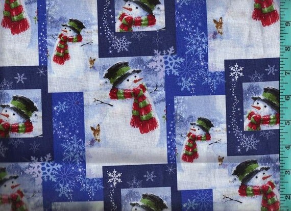 holiday winter christmas snowman and scarf fabric quilt or holiday winter christmas snowman and scarf fabric quilt or