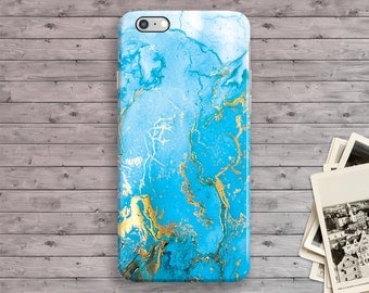 Turquoise Marble iPhone 6S Case, Marble iPhone 7 Case, Blue Gold iPhone 7 plus case, iPhone 6 Plus, iPhone SE Case, iPhone 5S Case 4S 5 5C