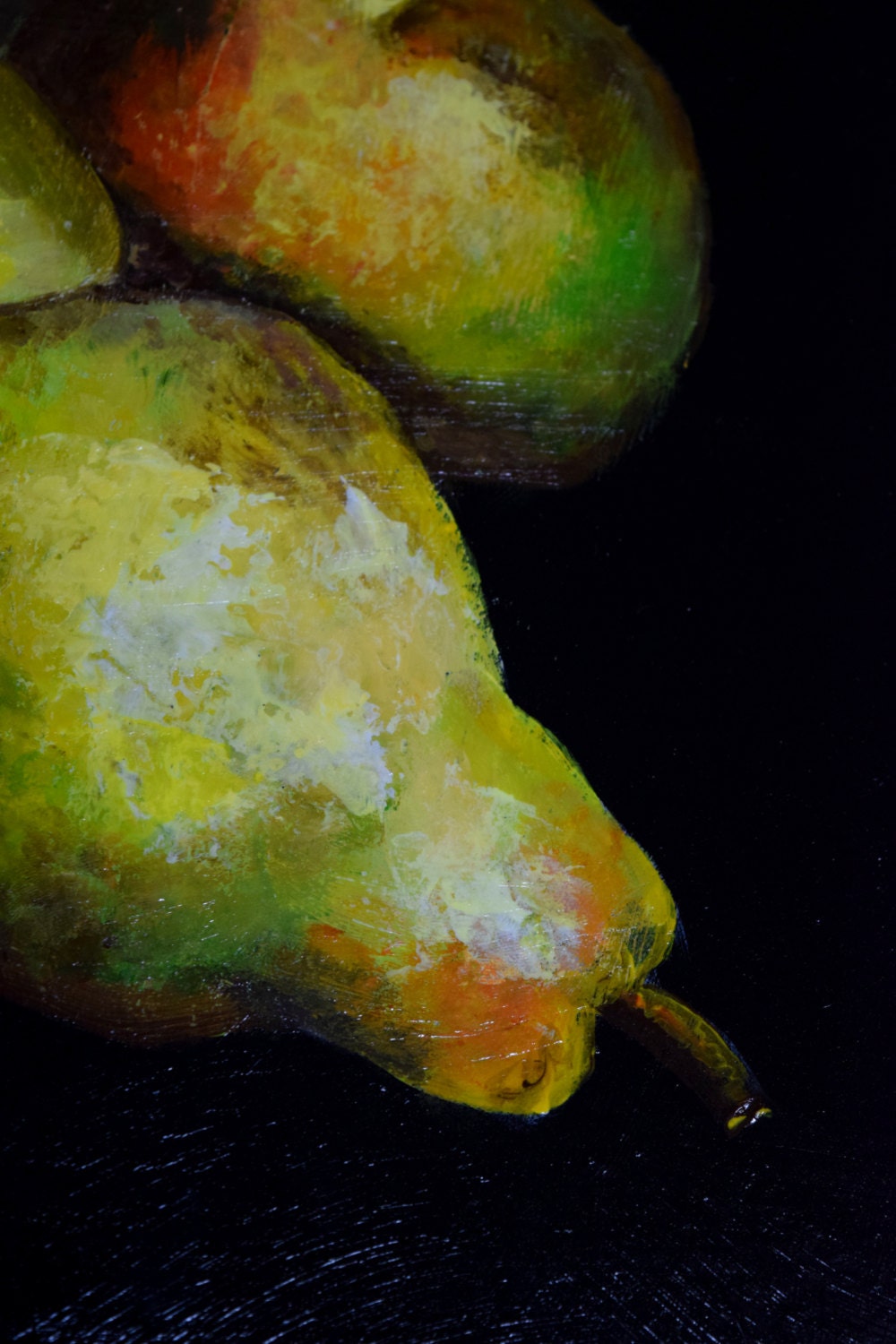 Pears on the Black/ Acrylic Original Painting Fruits by MrsGcraft