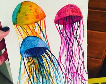 Items similar to Abstract Jellyfish Watercolor Illustration PRINT on Etsy