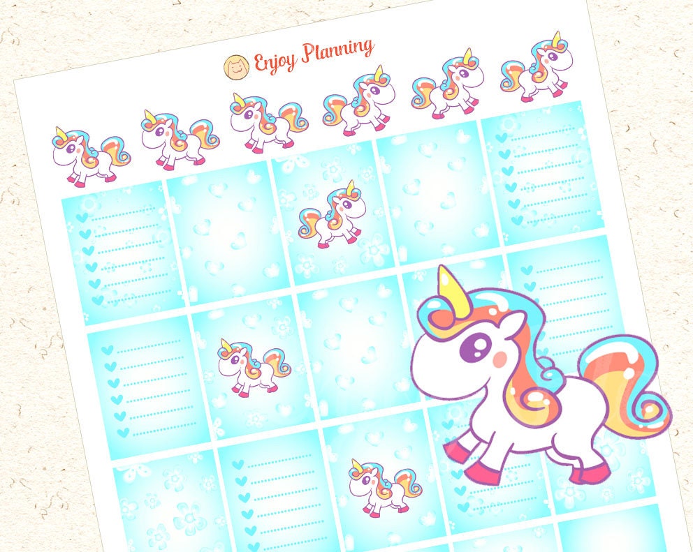 unicorns printable planner stickers checklist stickers full