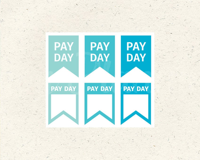 Pay Day Printable Planner Stickers Flag Pay Day by EnjoyPlanning
