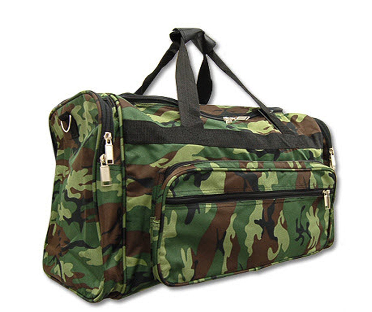 Personalized Green Army Camo 19 Duffel Bag Sports Gym