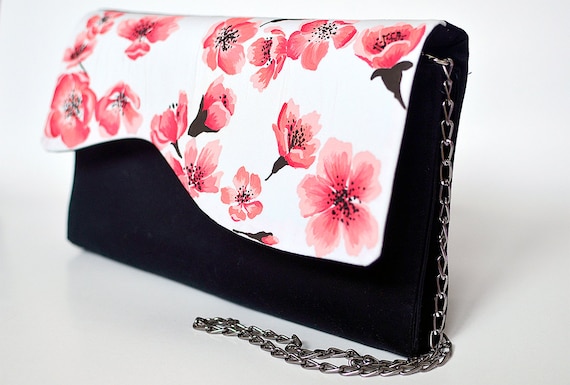 Cherry blossom purse Hand painted purse Evening handbag