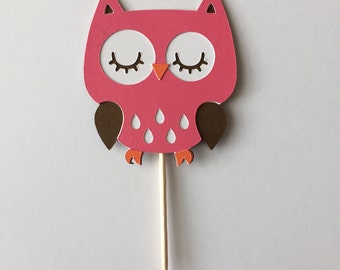 Set of 12 Owl cupcake topper, birthday party, baby shower