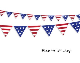July 4th Garland - July 4th Banner - Print as many as you like - Instant PDF Download
