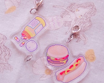 diner shift pixel art charms by bitmapdreams