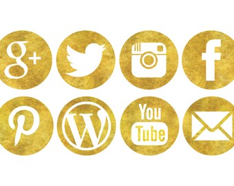 Glitter Gold Social Media Icons